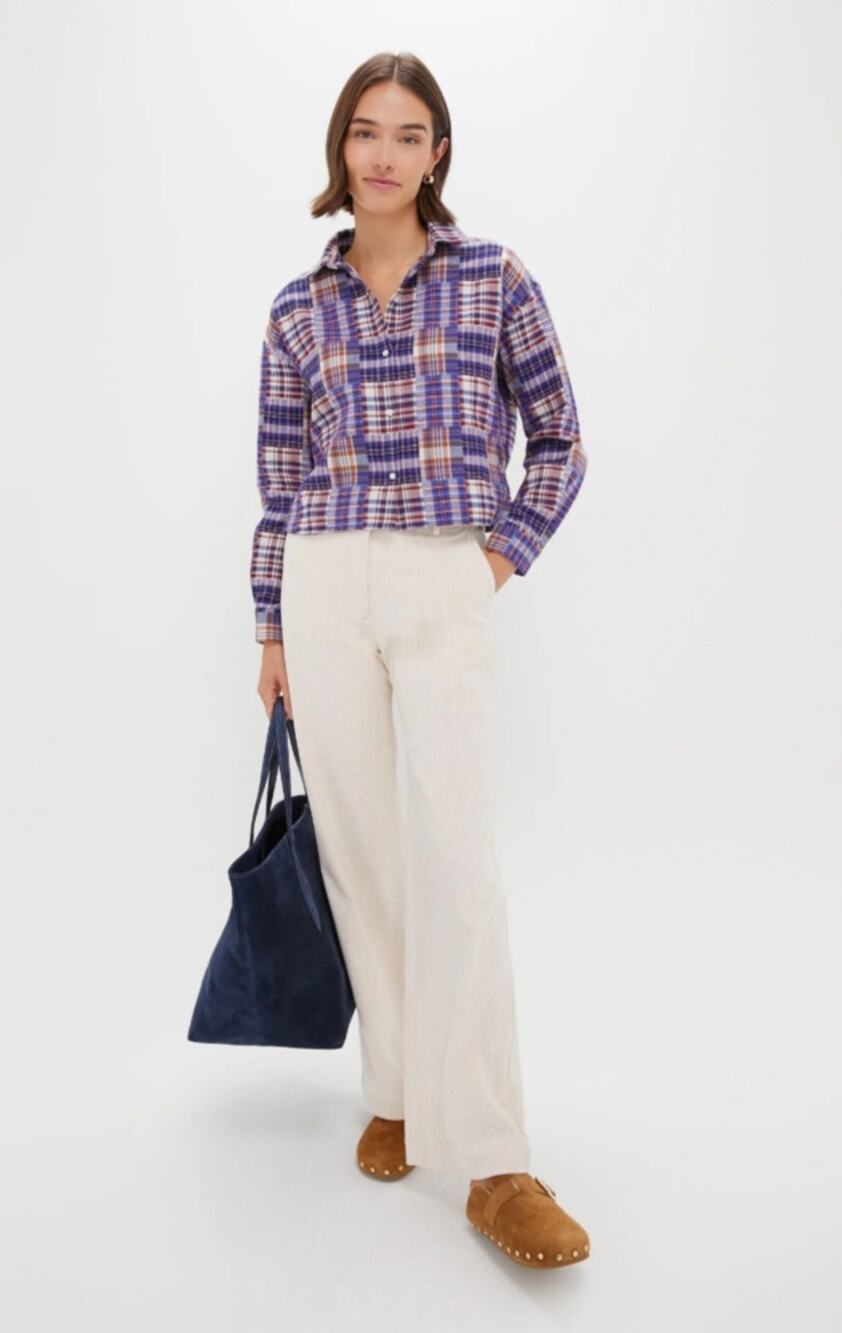 Tuckernuck Patchwork Plaid Flannel Cropped Jasper Button-Down Size XL NWT